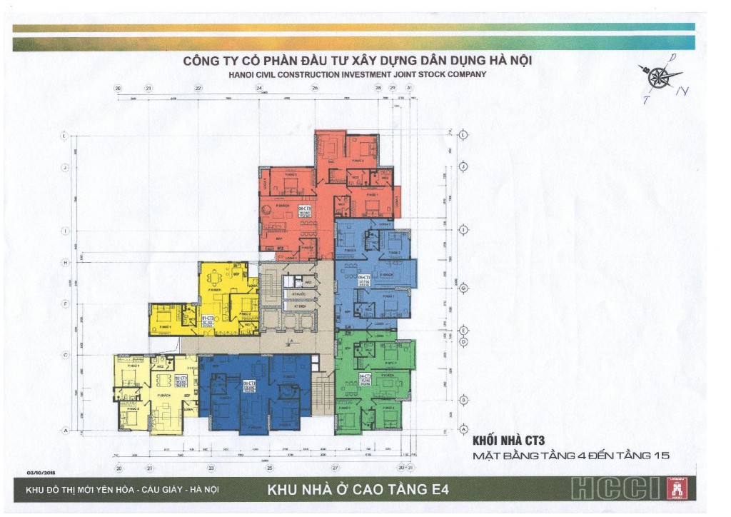 Mặt bằng tòa CT3 E4 Yên Hòa tầng 4 - 15