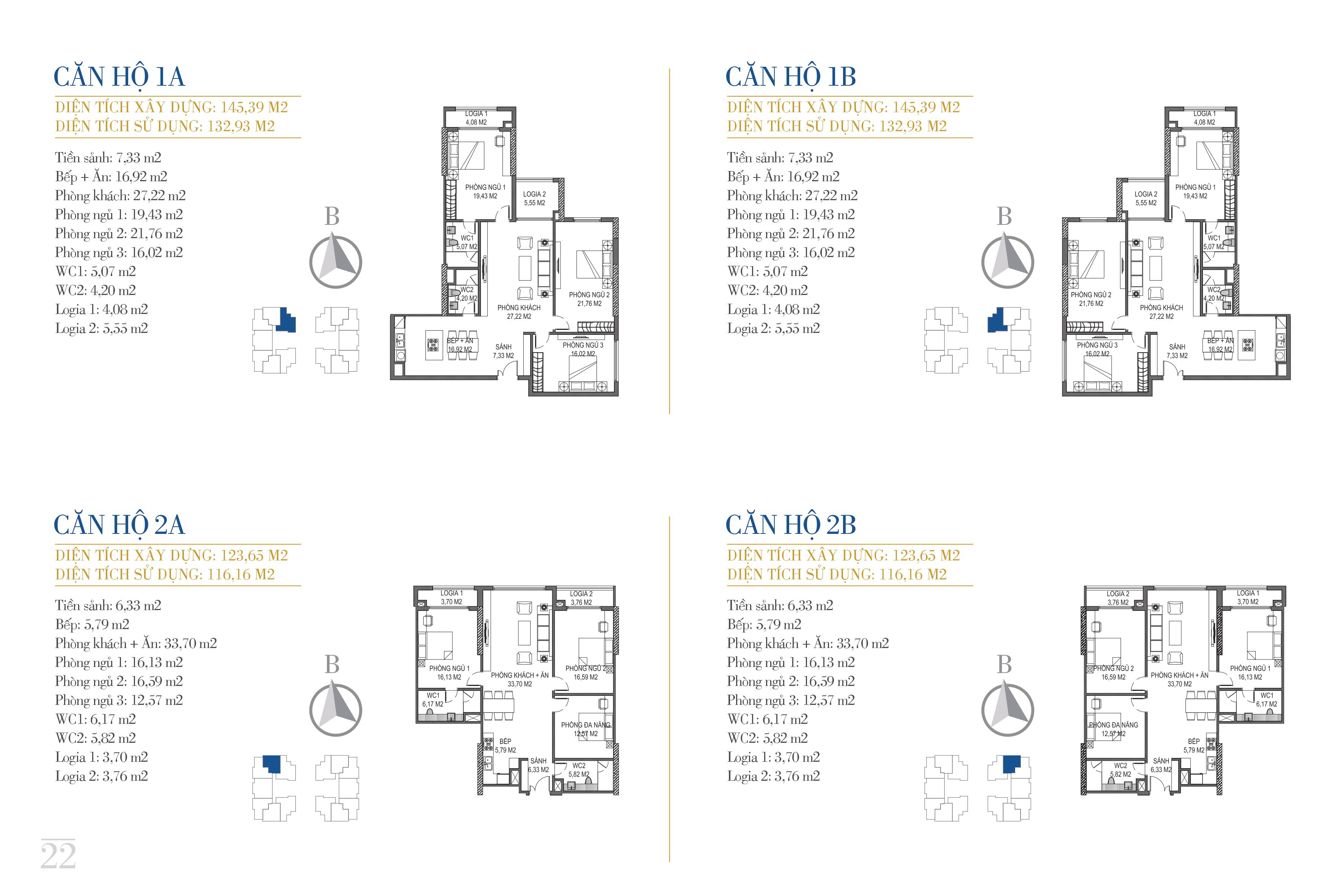 thiết kế căn hộ chung cư sunshine center căn 1a,1b, 2a,2b