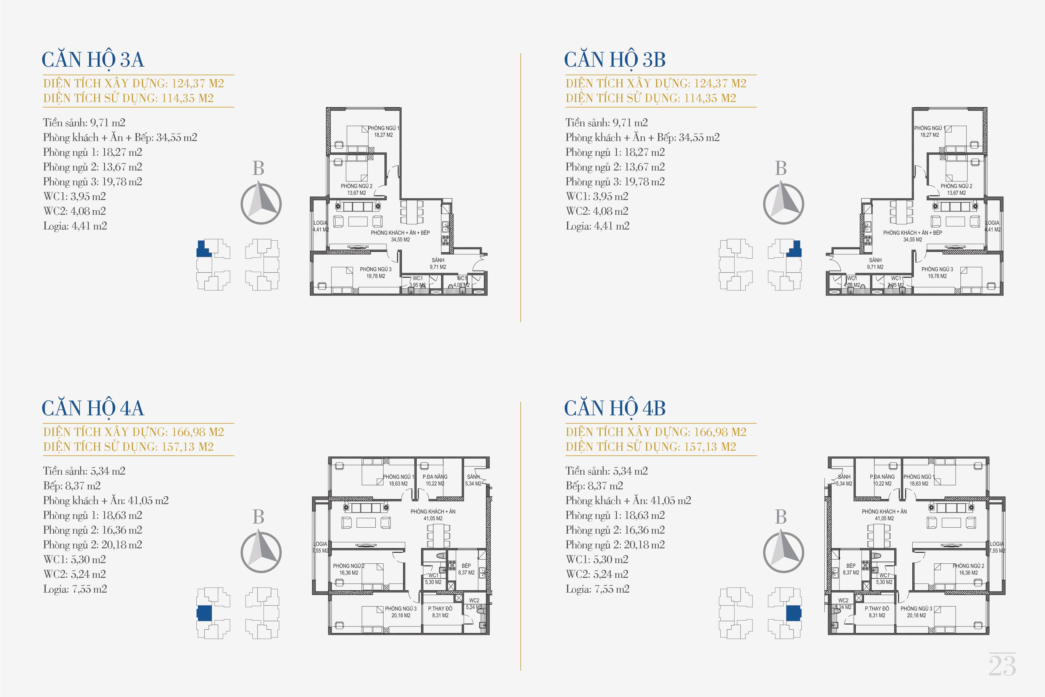 thiết kế căn hộ chung cư sunshine center căn 3a, 3b, 4a, 4b