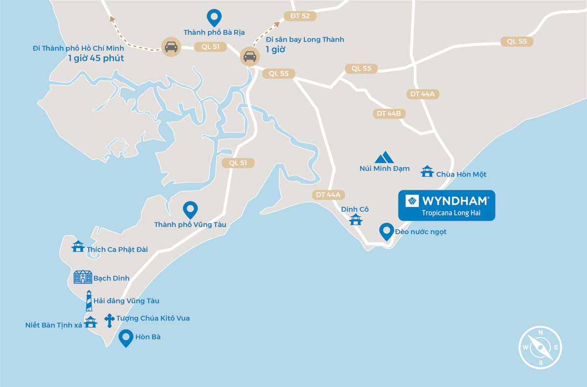 vị trí dự án wyndham tropicana long hải