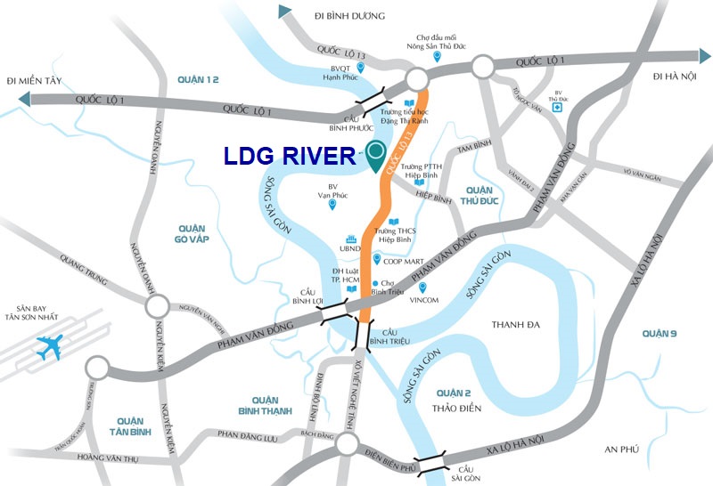 vị trí dự án căn hộ ldg river