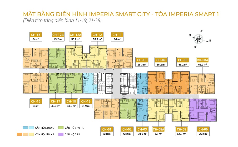 mặt bằng chung cư imperia smart city tòa IS1 tầng 11-19 21-38