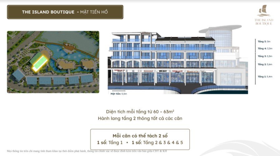 mặt bằng the island boutique mặt tiền hồ