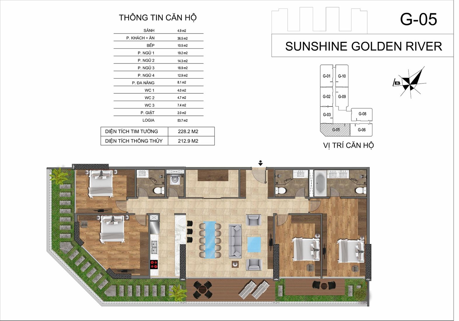 thiết kế căn hộ sunshine golden river ciputra