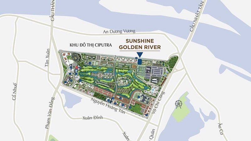 vị trí dự án sunshine golden river ciputra