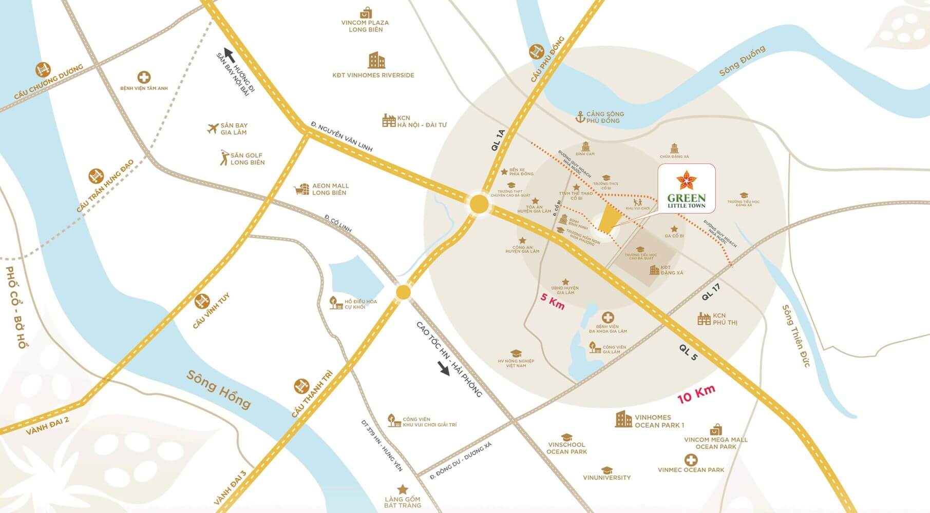 Vị trí dự án Green Little Town Cổ Bi Gia Lâm