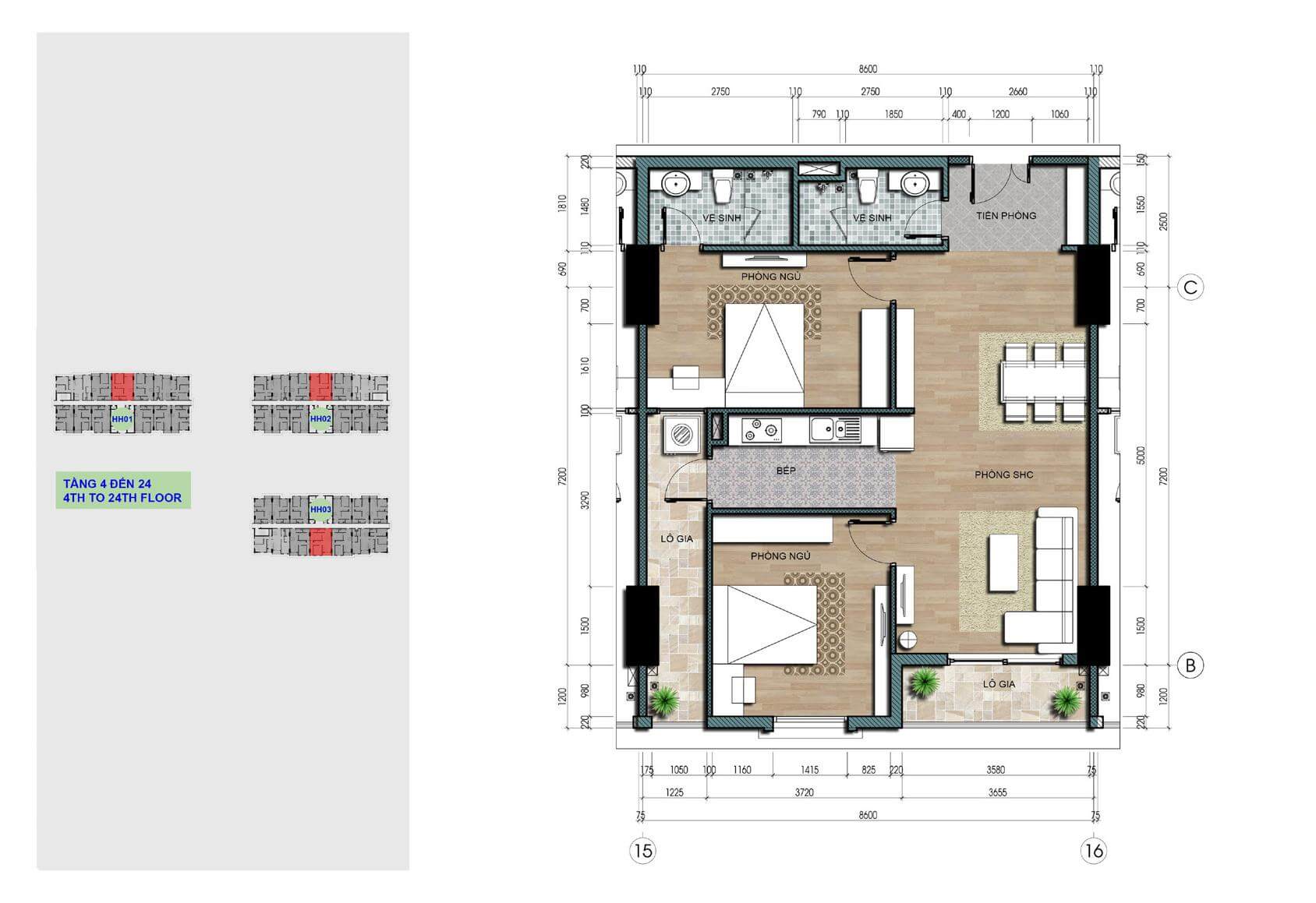 thiết kế căn hộ jade square cổ nhuế
