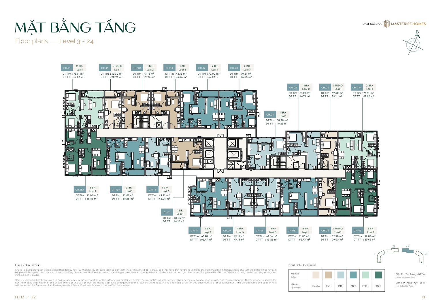 Mặt bằng tầng 3-24 tòa Z2 dự án Lumiere Spring Bay