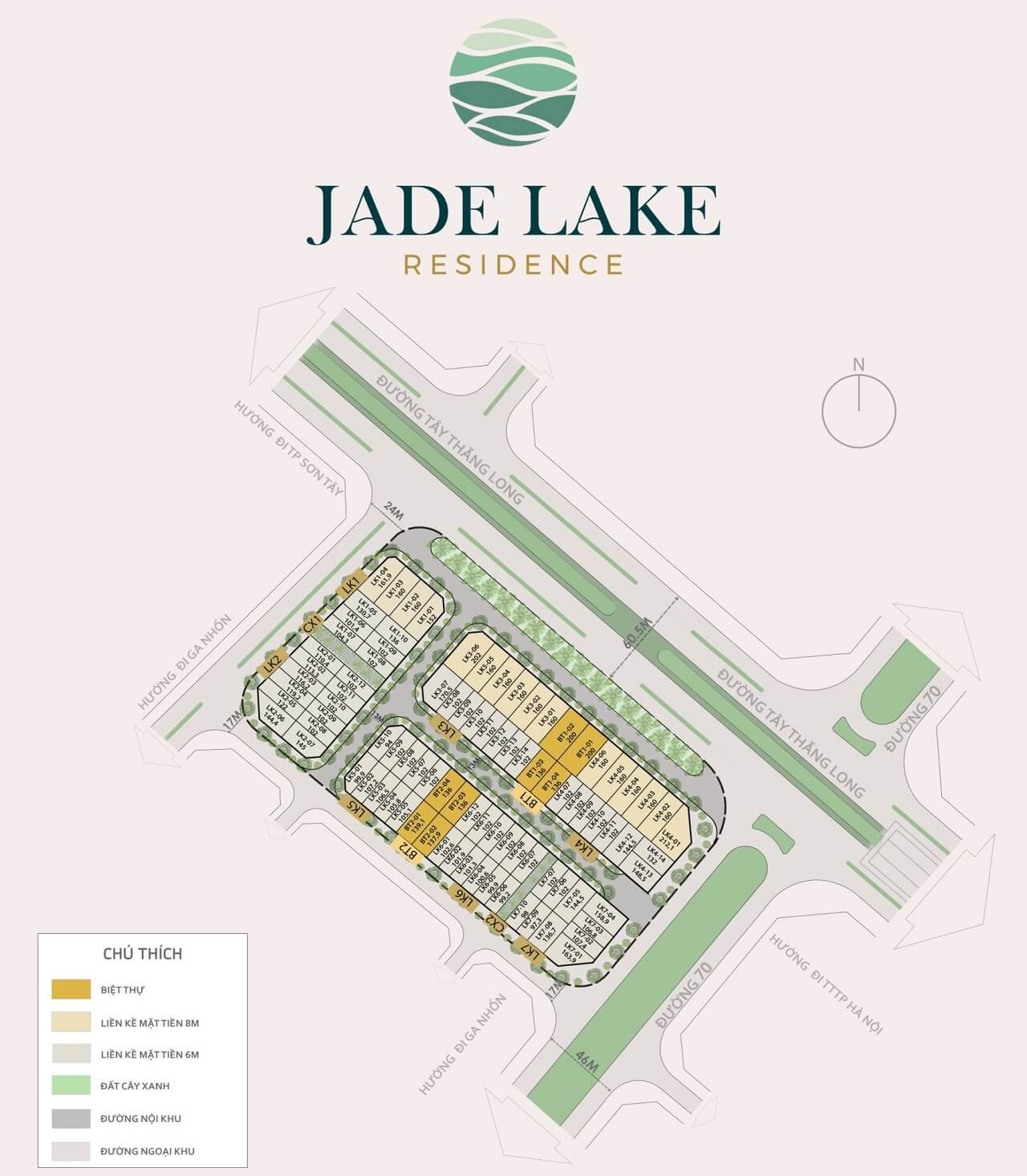 mặt bằng dự án jade lake residence tây thăng long