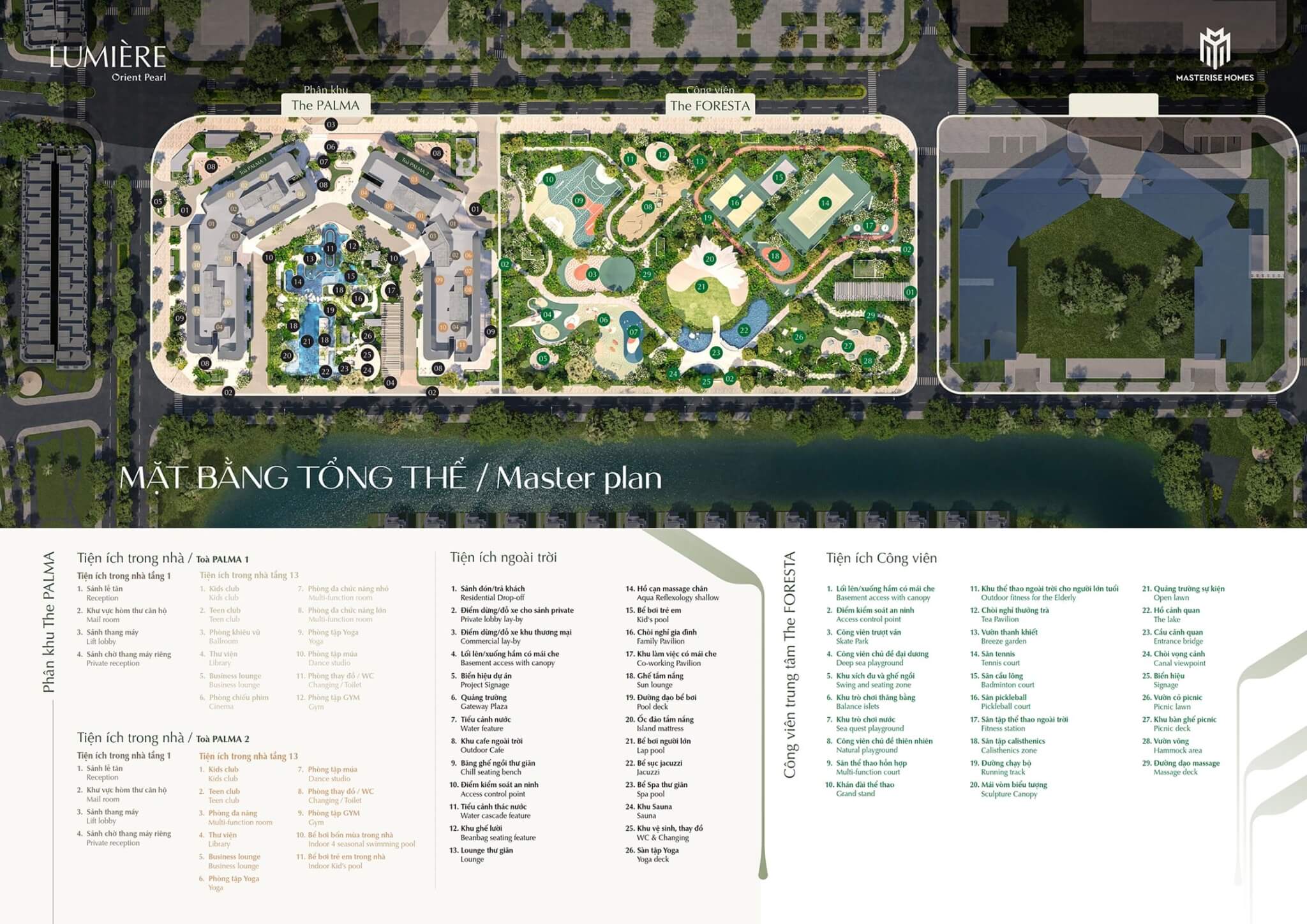 mặt bằng tiện ích dự án lumiere orient pearl ocean park