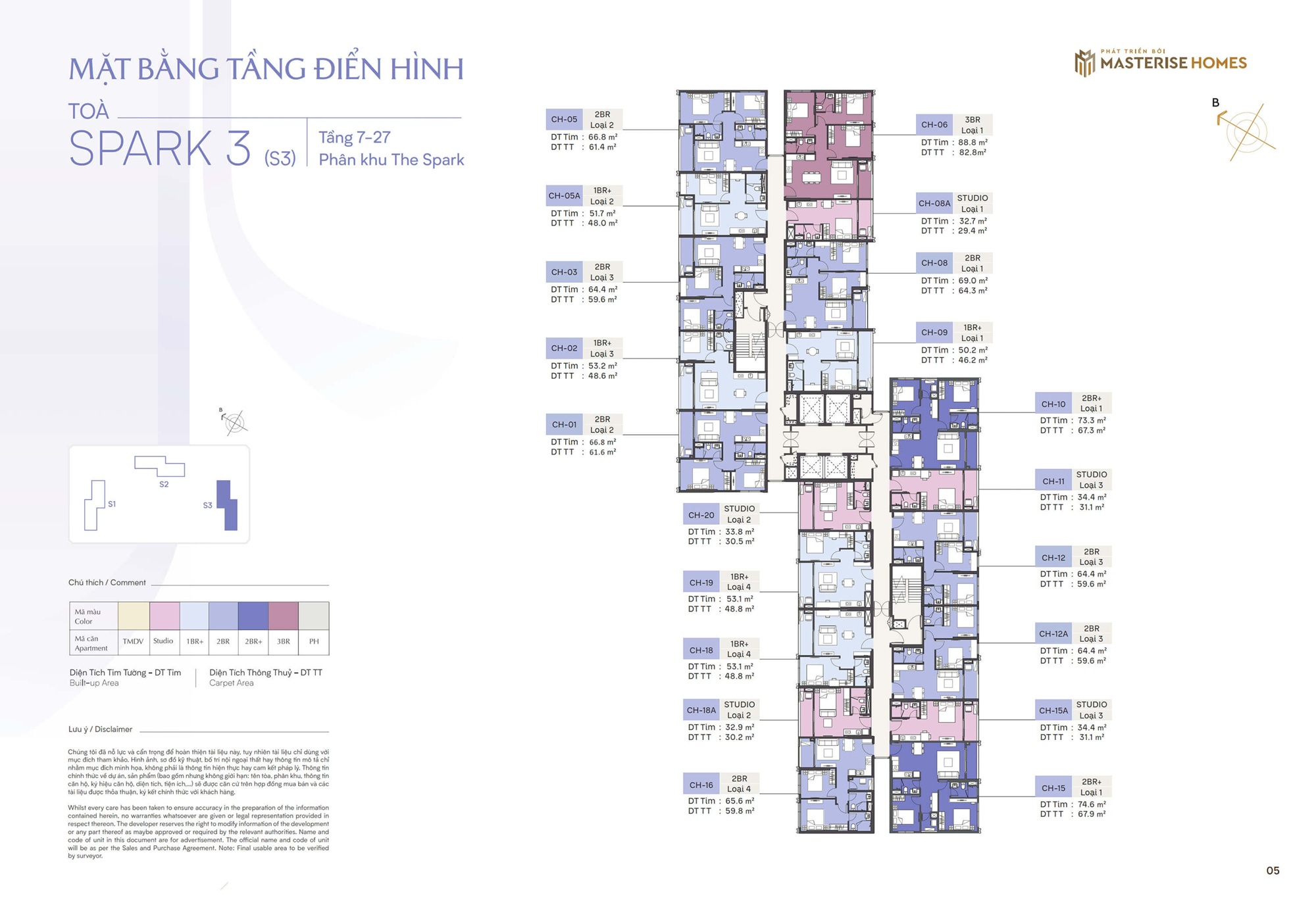 mặt bằng tòa spark 3 dự án masteri era landmark