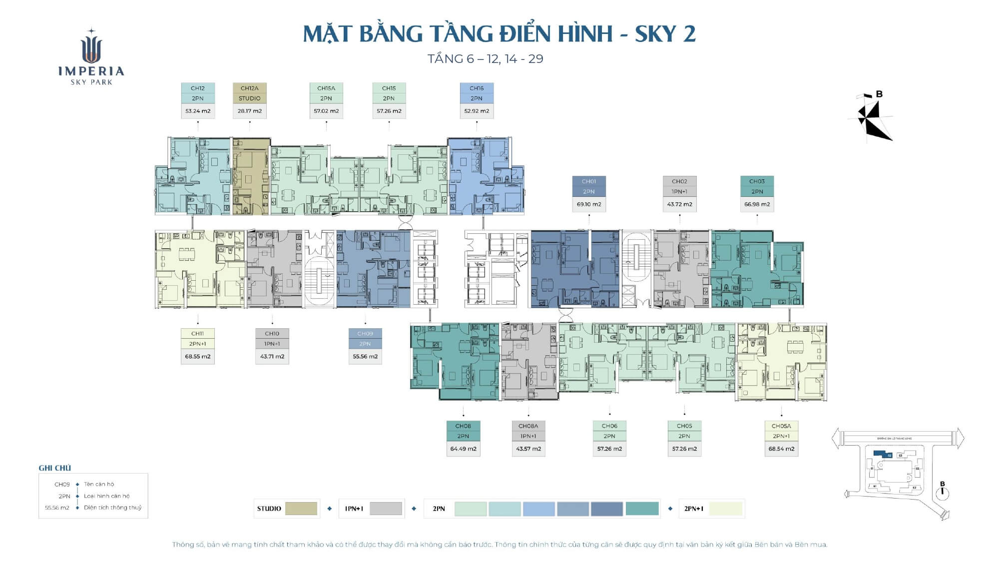 Mặt bằng tòa Sky 2 dự án Imperia Sky Park Nam An Khánh